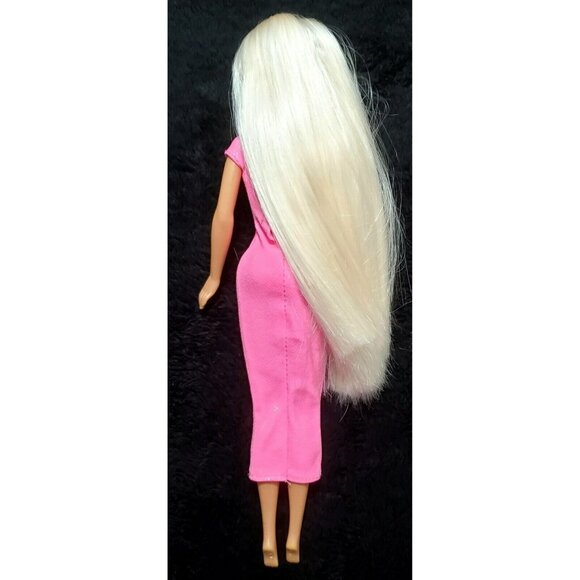 Vintage Barbie Cool Clips Doll Long Blonde Hair Pink Dress Gown Flowers Sparkles - Picture 3 of 16